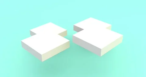 Assembling white platforms into 3d cube footage. Moving rectangular isometric Stock Footage 154121365