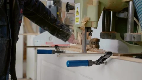 Assembling a wooden door in the workshop. Stock Footage 296545730