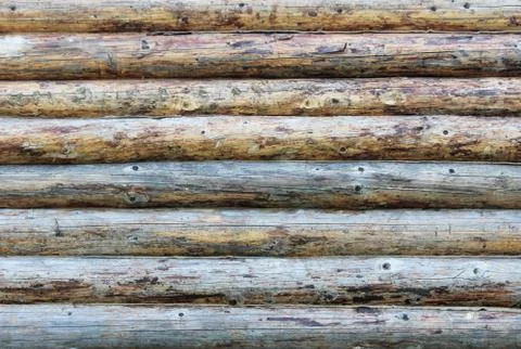 Assembling a wooden frame and building a house. Russia. Texture of old wooden Foto stock