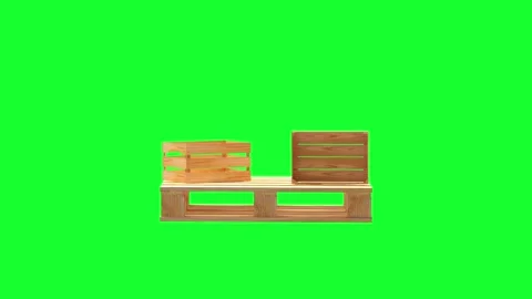Assembling wooden pallets and boxes on a green screen in 3D animation. Stock Footage 337062052