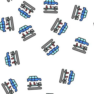 Assembly of all car parts vector seamless pattern Stock Illustration