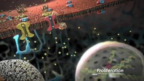 The assembly and functioning of proteins in a cell Stock Illustration