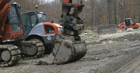 Assembly and preparation area for the wind turbines WEA02 and WEA03 Stock Footage 292607351