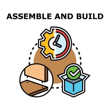 Assembly building process icon creating completed product Stock Illustration