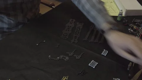 Assembly of carbon frame for FPV quadcopter, 5 inches Stock Footage 168342119