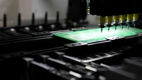 Assembly of a computer printed circuit board. Automated technologies, industrial Stock Footage 152618277