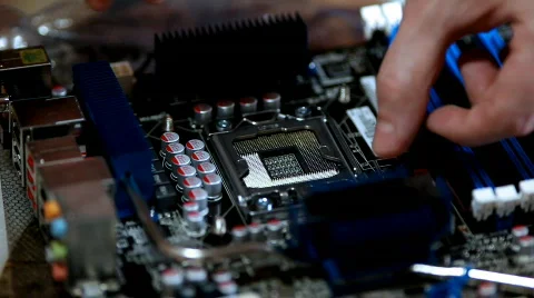 Assembly computer - set processor Video stock 673813