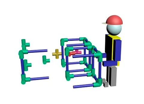 Assembly of construction workers 3D Illustrazione stock