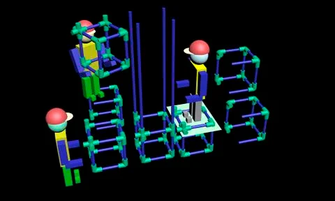 Assembly of construction workers 3D Illustrazione stock