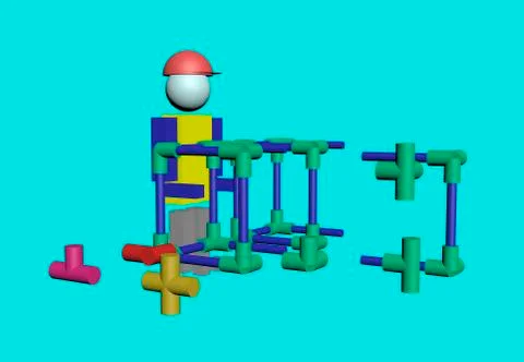 Assembly of construction workers 3D Illustrazione stock