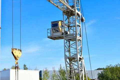 Assembly crane. Installation work during the installation of a tower crane. F Foto stock