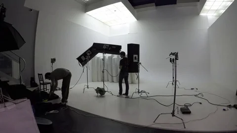 Assembly of equipment for video shooting in the studio timelapse Stock Footage 79819768