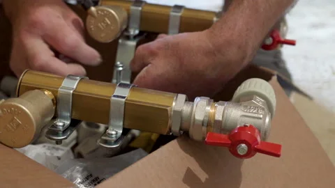 Assembly of faucets for floor insulation Video stock 168299177