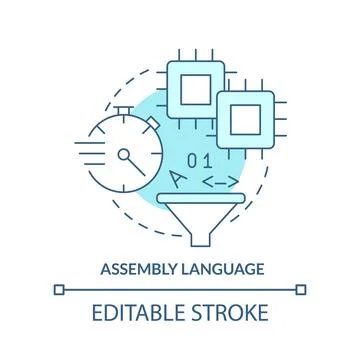 Assembly language turquoise concept icon 스톡 일러스트