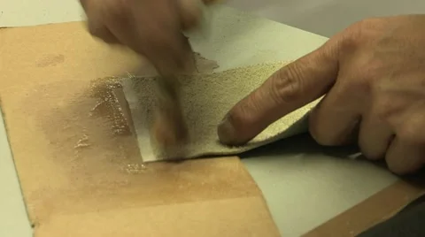 Assembly of a leather steering wheel Stock Footage 22413848