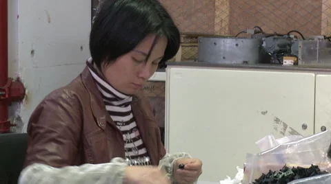 Assembly line, Chinese factory worker Stock Footage 54653758