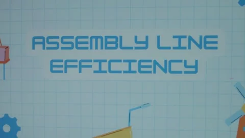 Assembly Line Efficiency inscription on blue math sheet background. Graphic Stock Footage 270723160