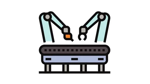 Assembly line manufacturing engineer color icon animation Stock Footage 326106720