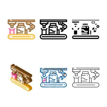 Assembly line manufacturing engineer color diversity icon vector Stockillustratie