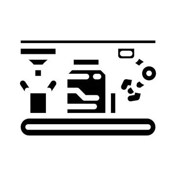 Assembly line manufacturing engineer glyph icon vector illustration Stock Illustration