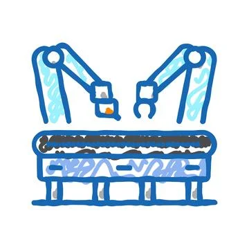 Assembly line manufacturing engineer icon doodle illustration 스톡 일러스트