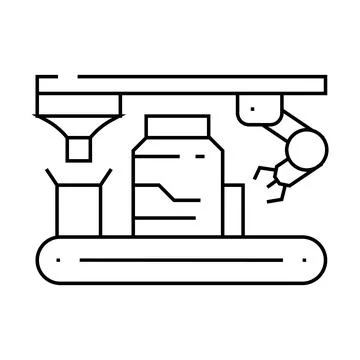 Assembly line manufacturing engineer line icon vector illustration Stock Illustration