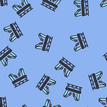 Assembly line manufacturing engineer vector seamless pattern Stock Illustration