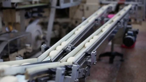 Assembly line with slices of soap Stock Footage 83441908