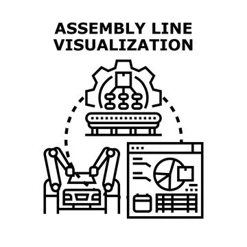 Assembly line visualization and manufacturing process automation Stock Illustration