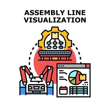 Assembly line visualization and manufacturing process automation Stock Illustration