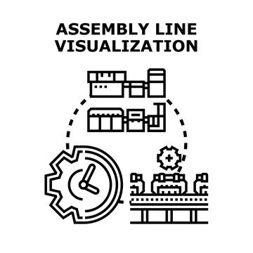 Assembly line visualization illustrating factory production process Stock Illustration