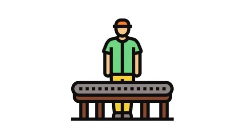 Assembly line worker industry color icon animation Stock Footage 326108102