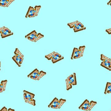 Assembly line worker industry isometric icon seamless pattern イラスト素材