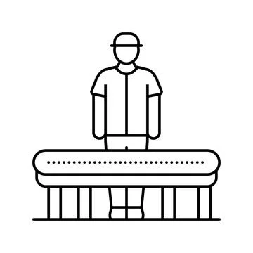 Assembly line worker industry line icon vector illustration Stock Illustration