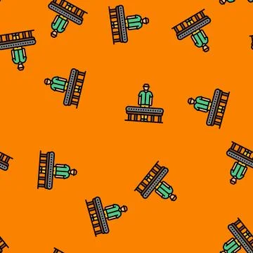 Assembly line worker industry vector seamless pattern イラスト素材