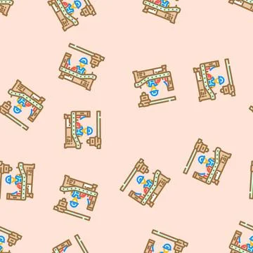 Assembly line worker industry vector seamless pattern イラスト素材