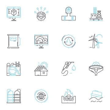 Assembly linear icons set. Compnts, Fasteners, Joining, Automation, Fabrication Ilustração Stock