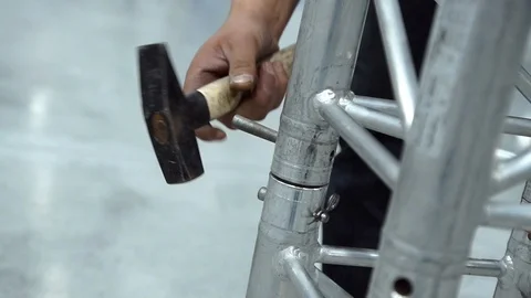 Assembly of metal structures. Installation of metal construction. To score the Stock Footage 89117531