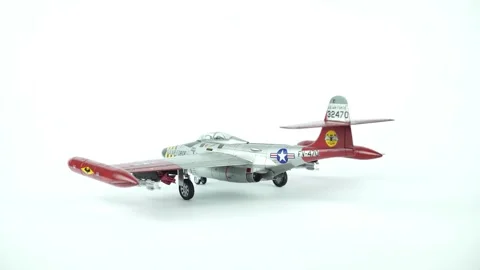 Assembly Model Fighter-Interceptor Northrop F-89 Scorpion On White Backgroun Stock Footage 295384971