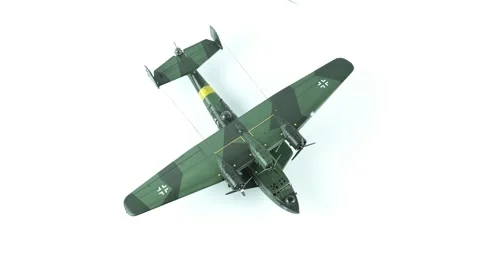 Assembly Model German Flying Boat Dornier Do.24T Top View. Stock Footage 295454408