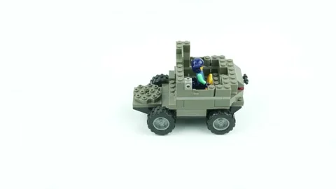 Assembly Model Toy Constructor Toy Army Truck Time-lapse Filming. Stock Footage 264786474