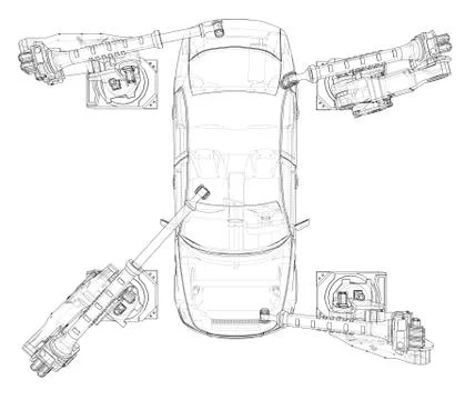Assembly of motor vehicle Stock Illustration
