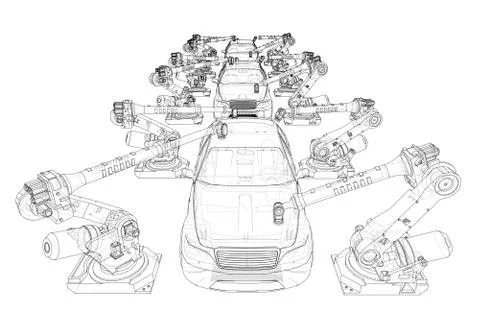 Assembly of motor vehicle 스톡 일러스트