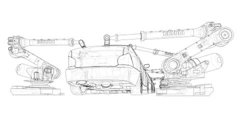 Assembly of motor vehicle Stock Illustration