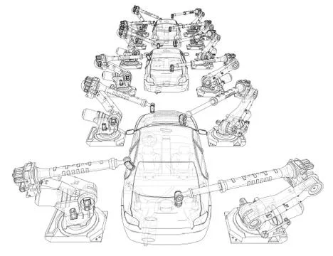 Assembly of motor vehicle 库存插图