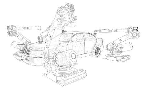 Assembly of motor vehicle Stock Illustration