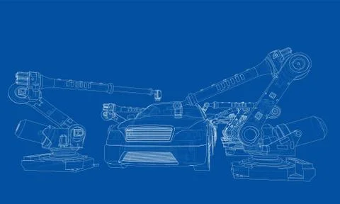 Assembly of motor vehicle Stock Illustration