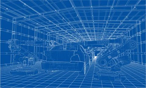 Assembly of motor vehicle Stock Illustration