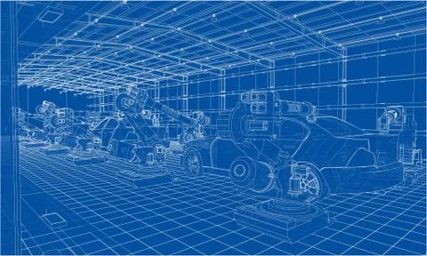 Assembly of motor vehicle Stock Illustration