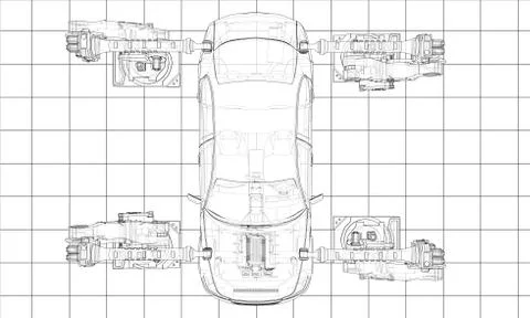 Assembly of motor vehicle Stock Illustration